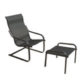Outdoor Bistro Set of 2, C Spring Motion Chair & Ottoman, All-Weather Armchair, Quick Dry Textile for Patio, Porch, Deck,