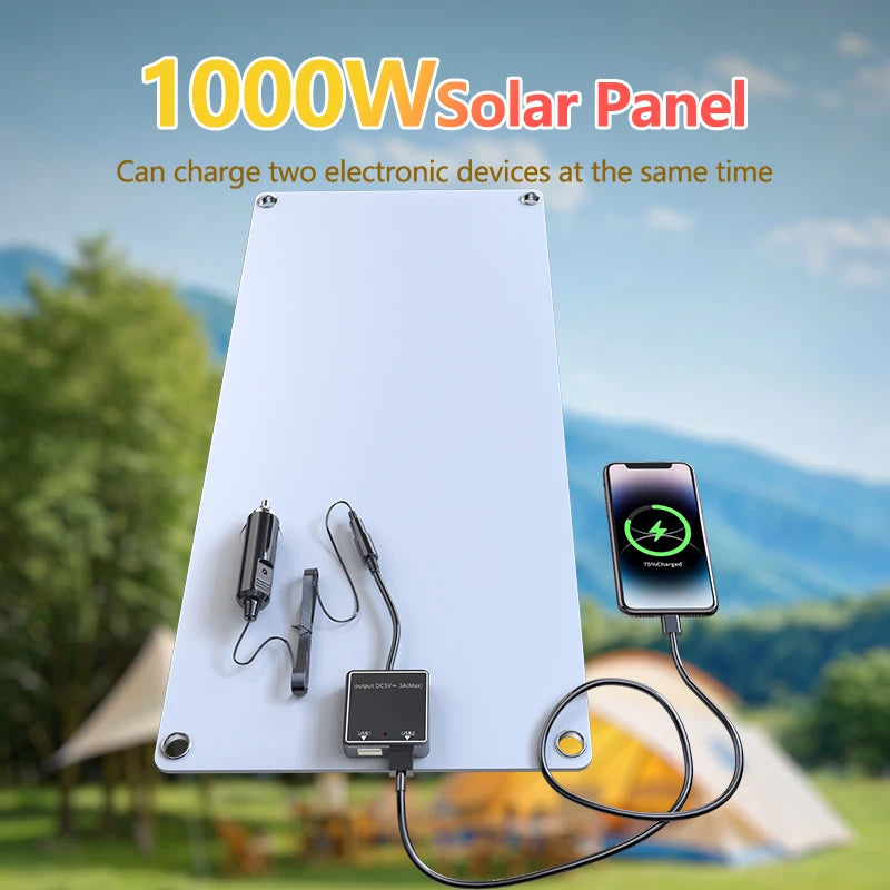 1000W Solar Power Kit - 12V Solar Panel 100A Controller for RV Tent Camping Fishing Outdoor LED Light & Battery Charging