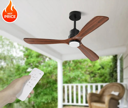52" Ceiling Fans with Light Remote Control Outdoor Wood Ceiling Fans with LIght for patios Noiseless Reversible DC Motor