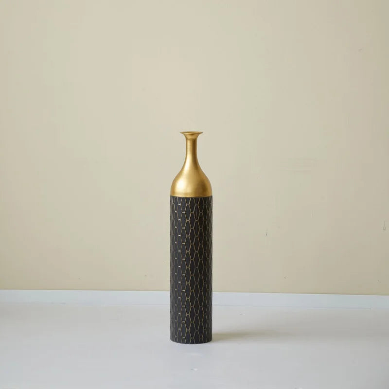 Elegant Floral Display Floor Vase Set Of 3 Black And Gold Metal For Mother'S Day Wedding Home Living Room Decoration Vase USA