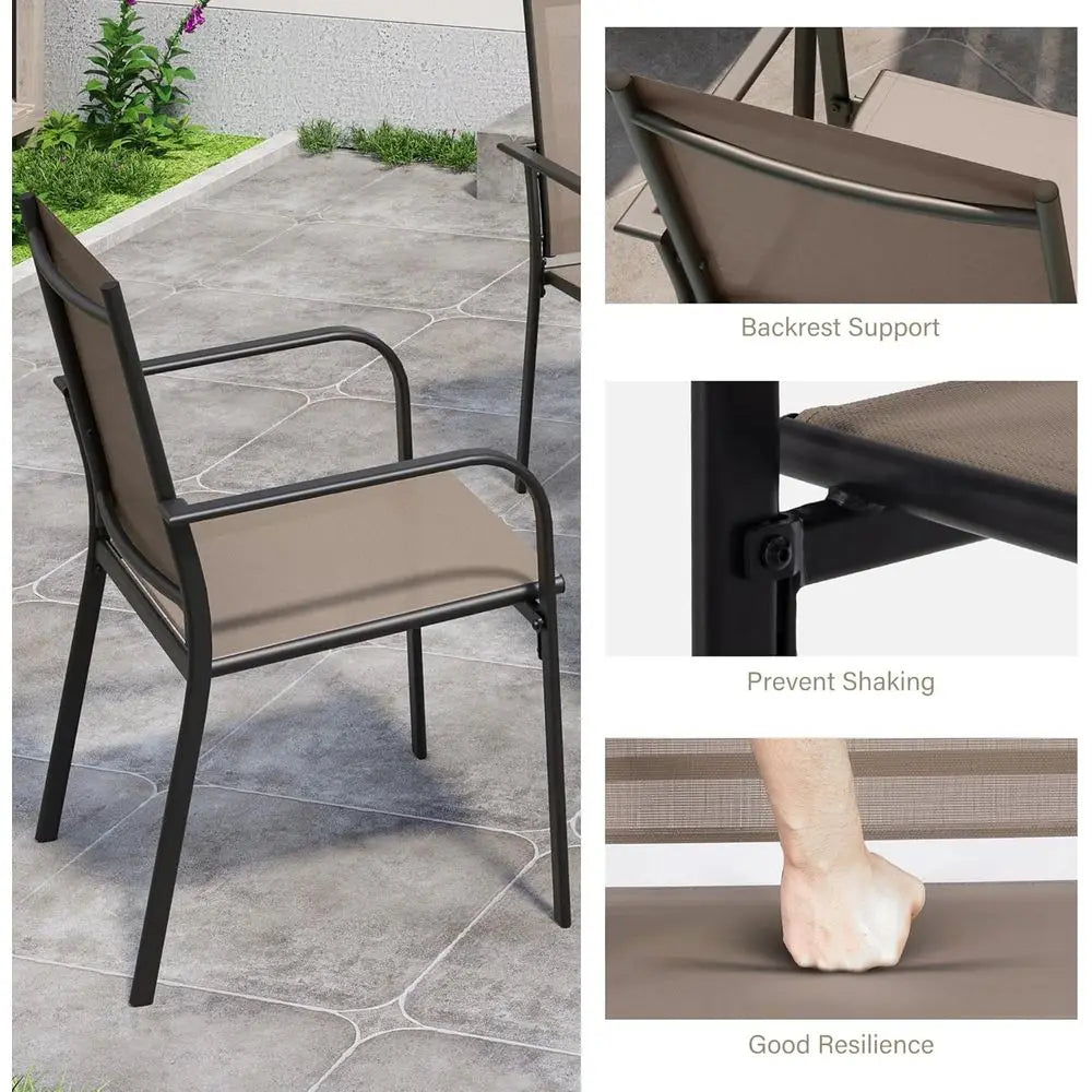 4-Piece Outdoor Dining Set with Textilene Chairs and Metal Slatted Table for Backyard, Garden, and Poolside