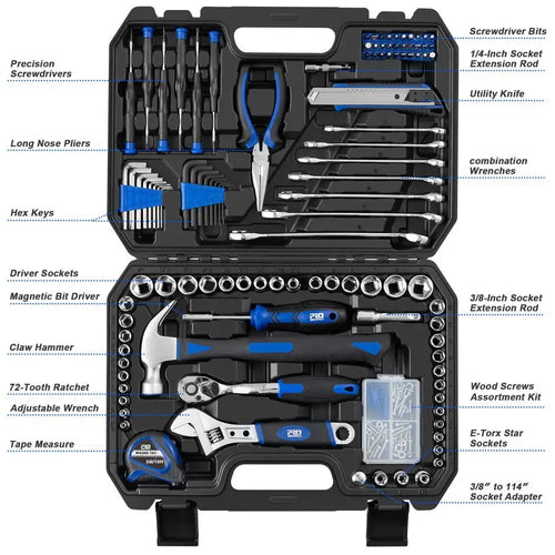 200Piece Hand Tool Set, General Home and Auto Repair Tool Kit with Toolbox Storage Case for Mechanical Repair, DIY, Home Mainten