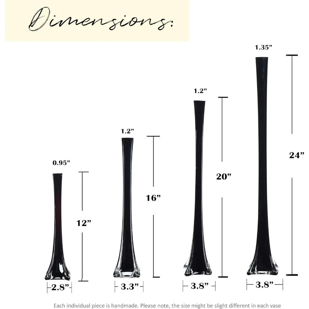 Black Eiffel Tower Vases Set of 6, 20-Piece Flower Centerpieces for Weddings and Decorations