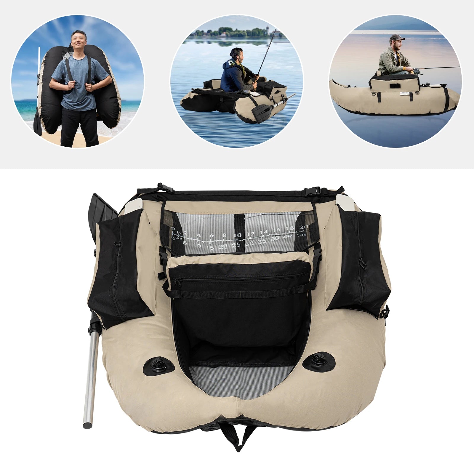 Portable Inflatable Fishing Boat 286lbs Load Adjustable Seat with Pump Oar & Bag for Lake River Ocean Fishing/Camping