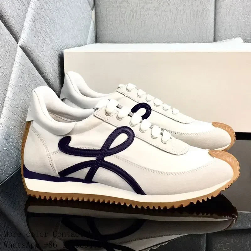 2025 Fashion Men Trainers Shoes Designer Sneaker Flow Runner In Nylon Lace Up A Soft Rubber Upper Honey Rubber Waves Sole
