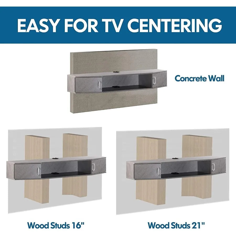 Floating TV Stand for TV up to 60 Wall Mounted TV Shelf with Door Wood Media Console Entertainment Center Under TV Grey