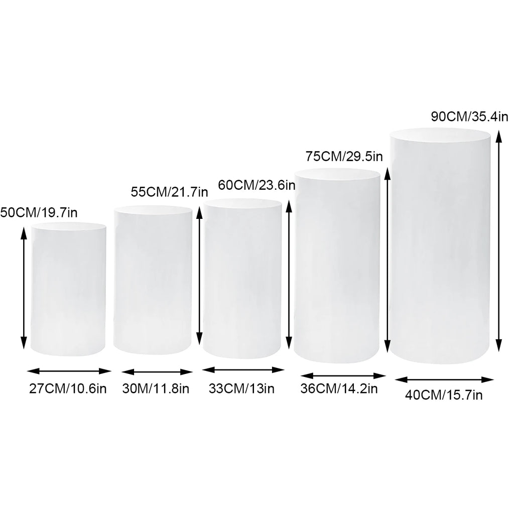 US Delivery 3/5pcs White Cylinder Table Pedestal Stand Decor Cake Plinths Pillars Backdrop for Party Wedding Decorations Holiday