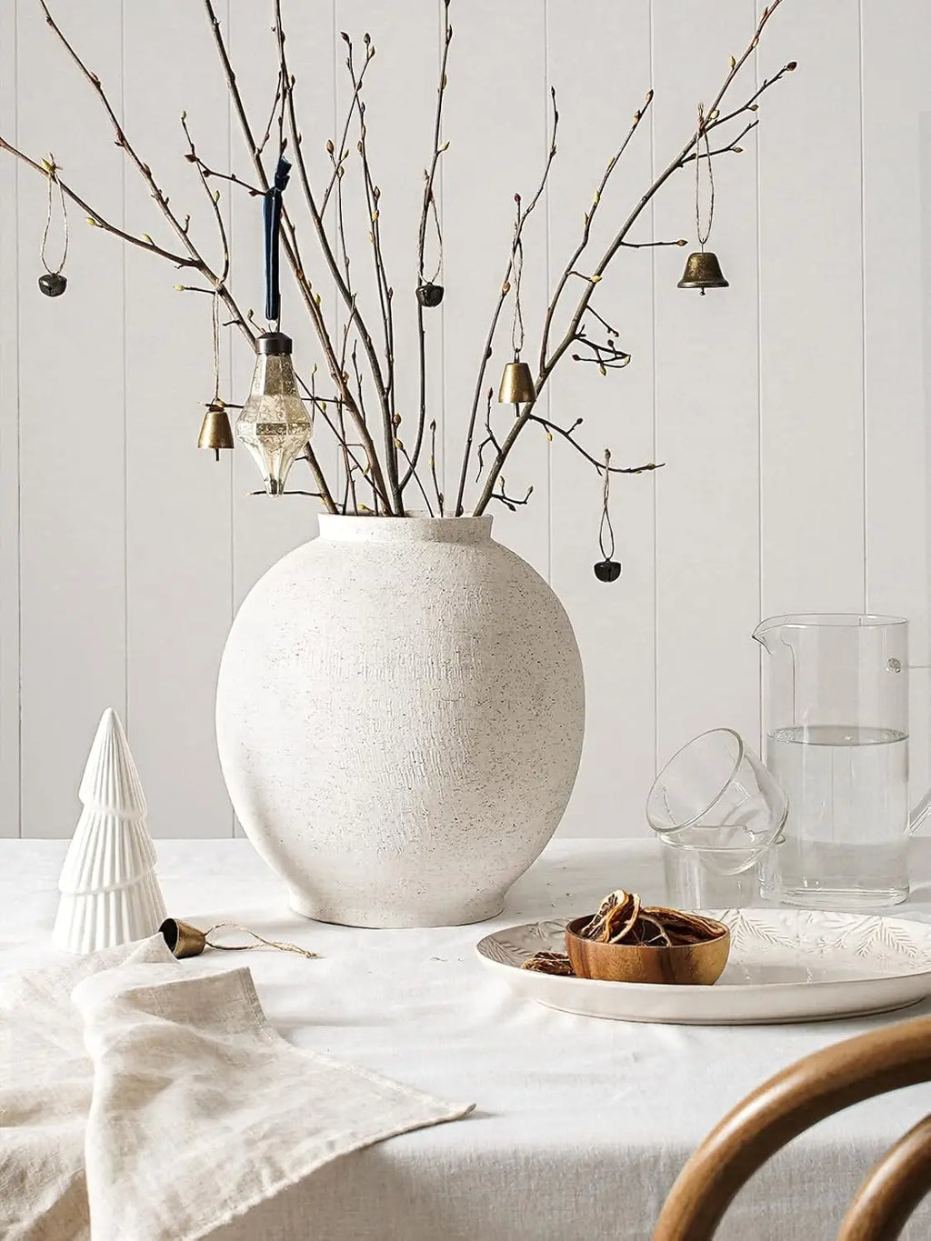10.8 Inch Ceramic Rustic Vase, Farmhouse Minimalist Tall Flower Vase for Table Decor, Living Room, Bathroom, Holiday Wedding