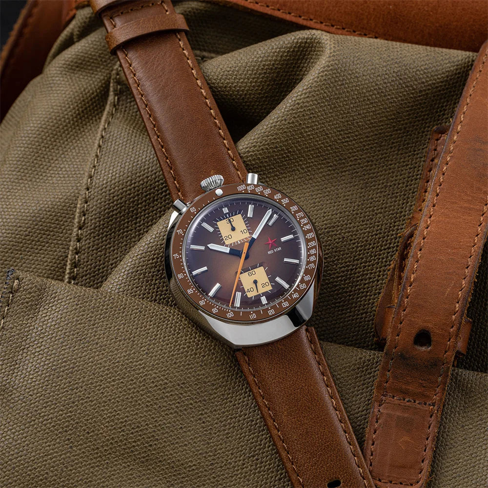 RED STAR Bull Head Chronograph Men Super Luminous 1963 ST1901 Movement 3D Bubble Mirror Pilot Mechanical Wrist Watches
