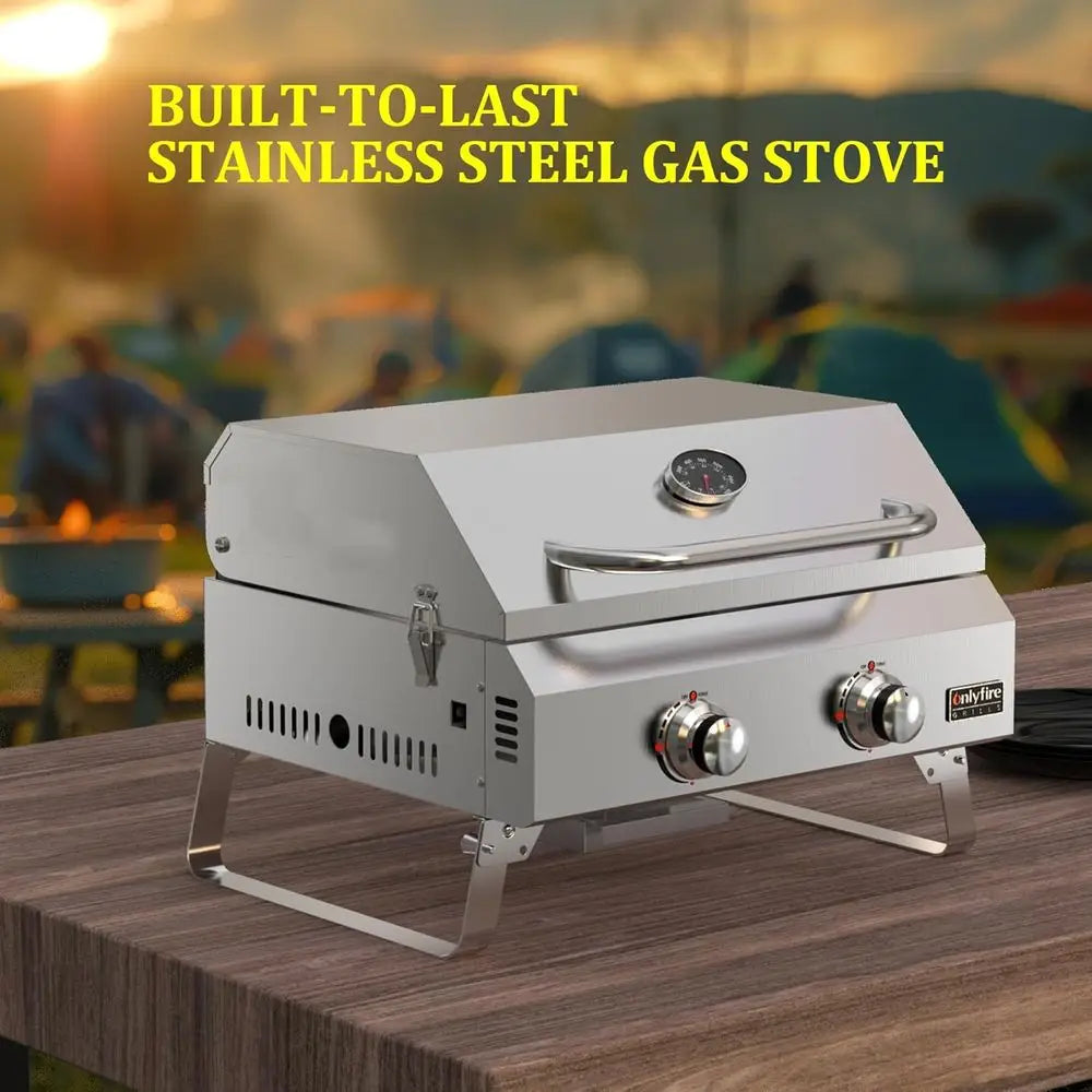 Tabletop Gas Grill 2 Burners, 20" Portable Propane Grill with oldable Legs or Outdoor Patio Backyard Camping Taiating RV Trip Be