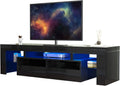 LED TV Stand for 90/100 inch TV, High Glossy Modern Entertainment Center with Drawer and Led Lights, Television Table