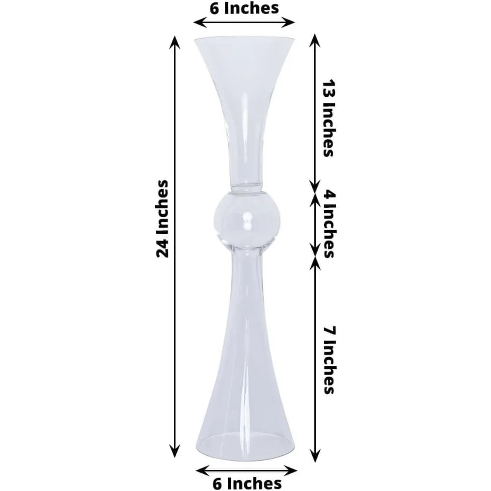 24-Piece Tall Clear Reversible Trumpet Vases for Weddings - Elegant Decoration Set