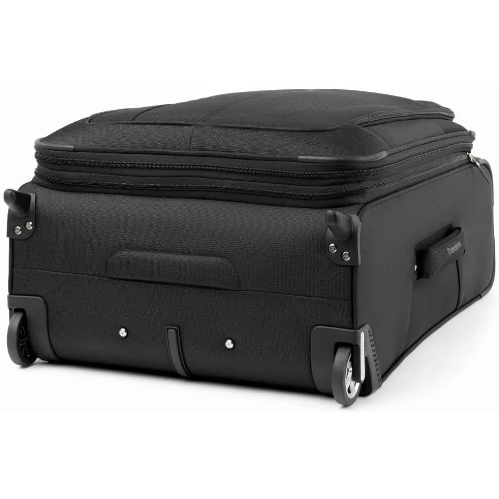 Lightweight Expandable Softside Upright 2-Wheel Luggage, Unisex Suitcase, Black, Medium Size, Ideal for Travel