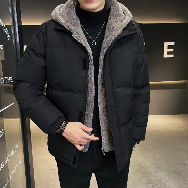 Large size cotton coat autumn and winter hooded warm and cold resistant granular velvet cotton coat men's winter clothes cotton