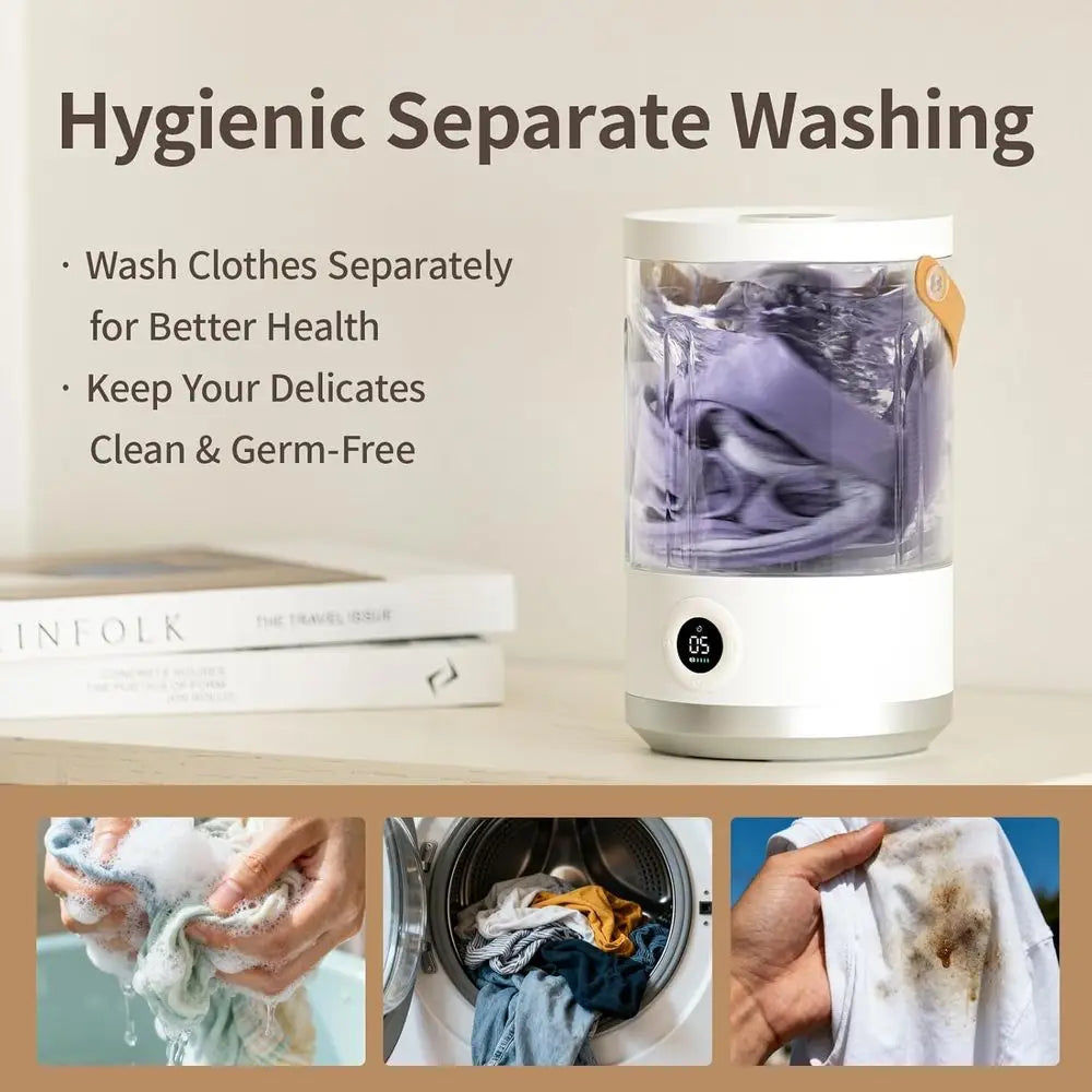 Portable Mini Washing Machine – Compact Small Washer for Underwear, Socks, Baby Clothes – Rechargeable Travel Washer with 5/15 M