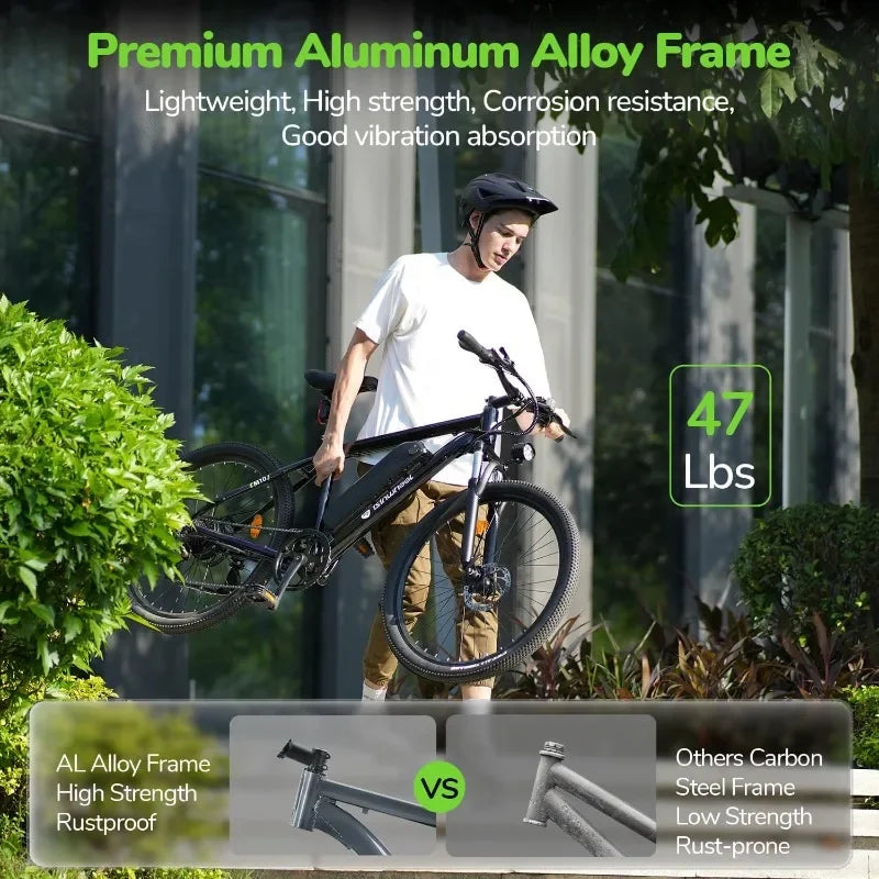 outdoor furniture M10 Electric Bike Adult 500W, 26" Commuting Electric Mountain Bike 20MPH Max Range 55+Miles, Removable Battery