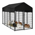 Outdoor Secure Wire Crate Kennel UV-Resistant Heavy Duty Welded Wire Steel Dog Playpen Fence with Door for Medium Small Dogs