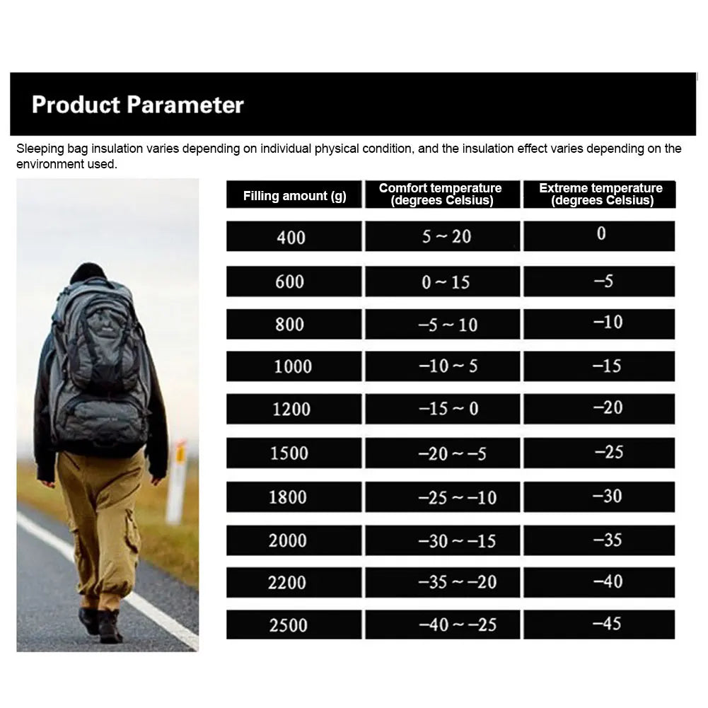 Goose Down Hiking Sleeping Bag Ultralight Thermal Sleeping Bag Portable Waterproof for Backpacking Camping Hiking