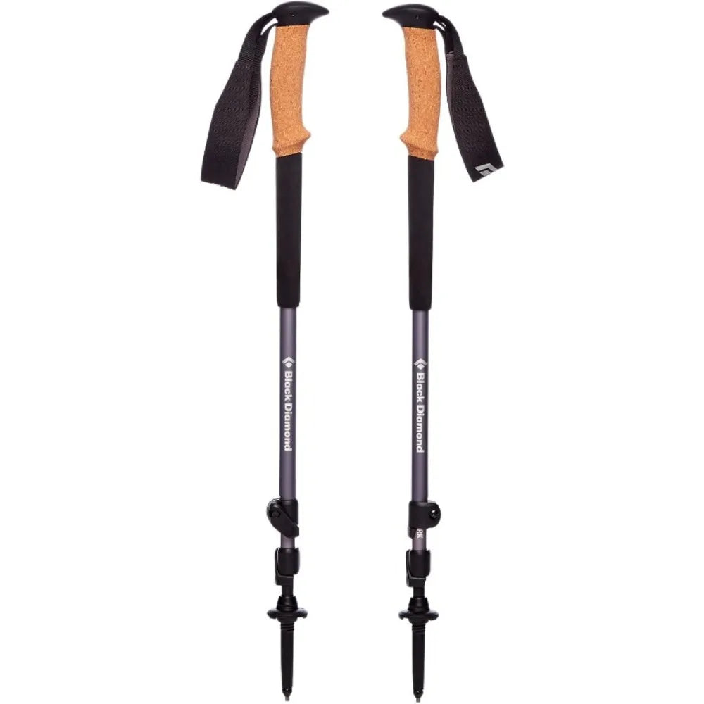 Trail Trekking Poles (Pair) | Lightweight Aluminum Hiking Poles | Natural, Cork, or Foam Grips | FlickLock Adjustable Shafts