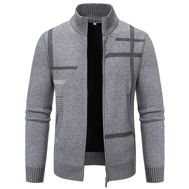 Thickened Knitted Men's Jacket Outerwear Stand Collar Sweater Warm Cotton Clothes Winter Casual Fashion from Mainland China