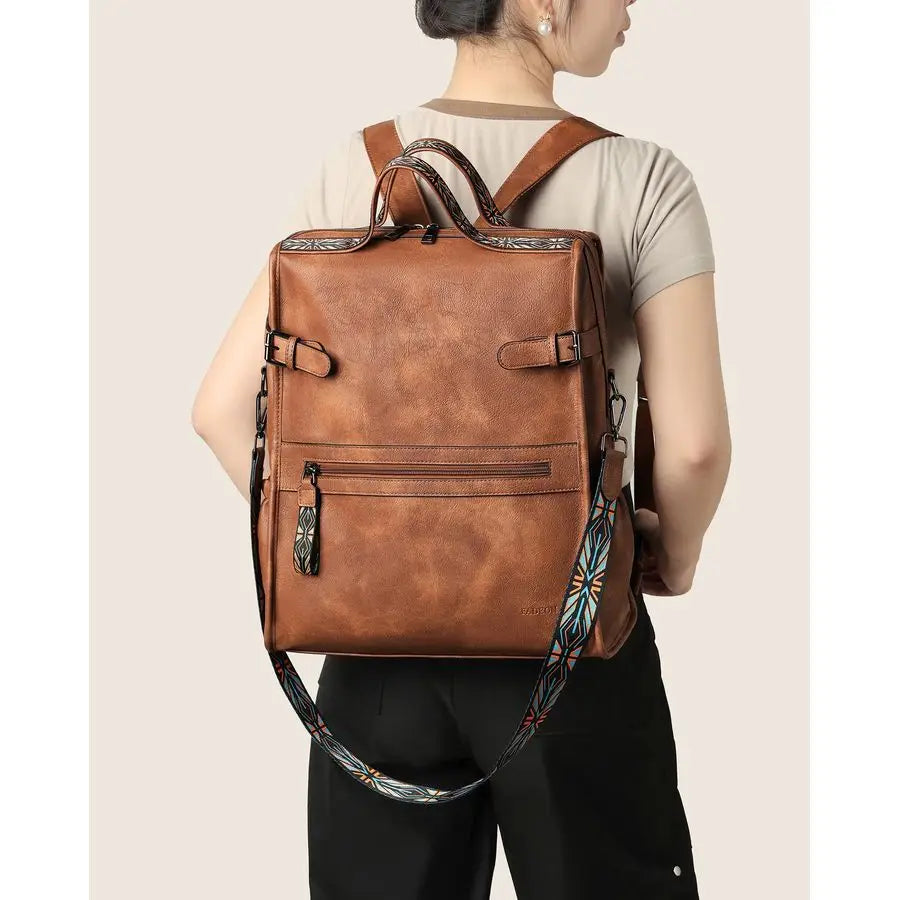 Laptop Backpack for Women, Designer Ladies Work Travel Computer Backpack with Laptop Compartment Purse Brown