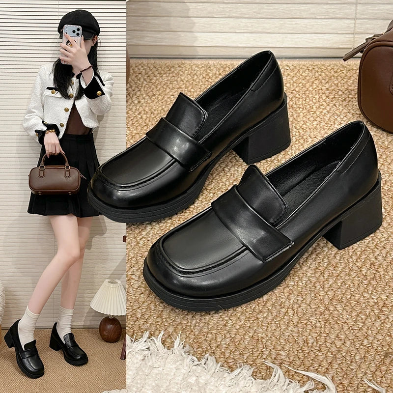 Women's British Style Loafers, Spring/Autumn/Winter Mary Jane Shoes, Slip-On Thick Platform, JK Uniform / Lolita Fashion Shoes