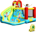 Inflatable Water Slide & Bounce House w/Splash Pool, Climbing Wall, Indoor/Outdoor Blow Up Water Slide for Kids & Adults (735w B