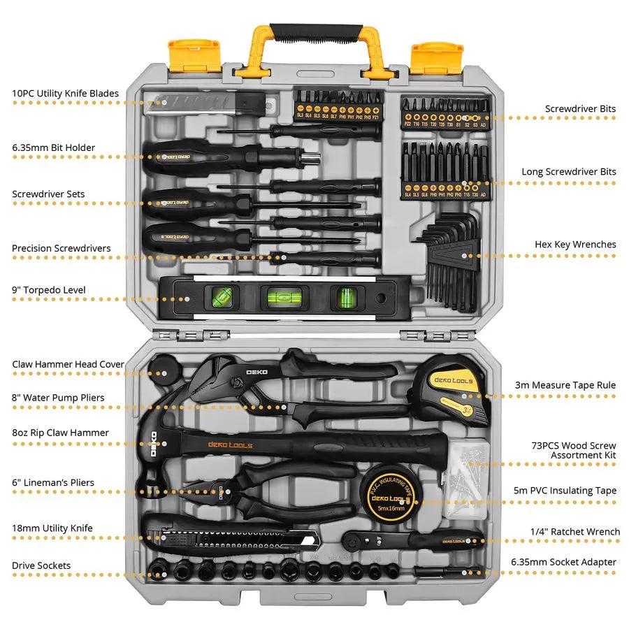 150 Piece Tool Set, General Household Hand Tool Kit, Home Repair Tool Kit with Plastic Toolbox Storage Case for DIY Project, Hom