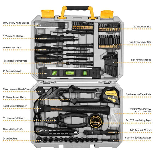150 Piece Tool Set, General Household Hand Tool Kit, Home Repair Tool Kit with Plastic Toolbox Storage Case for DIY Project, Hom