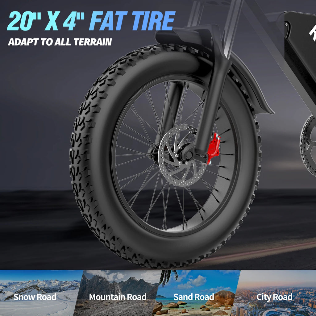Q20Pro Electric Bicycle 2000W Dual Motor 52V40AH Dual Battery Ebike Top Speed 55KM/H 20*4Fat Tire Electric Mountain Bike
