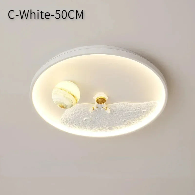 Modern Children's Room Astronaut LED Ceiling Light Bedroom Pendant Light Baby Cartoon Astronaut Moon Home Ceiling Light Fixture