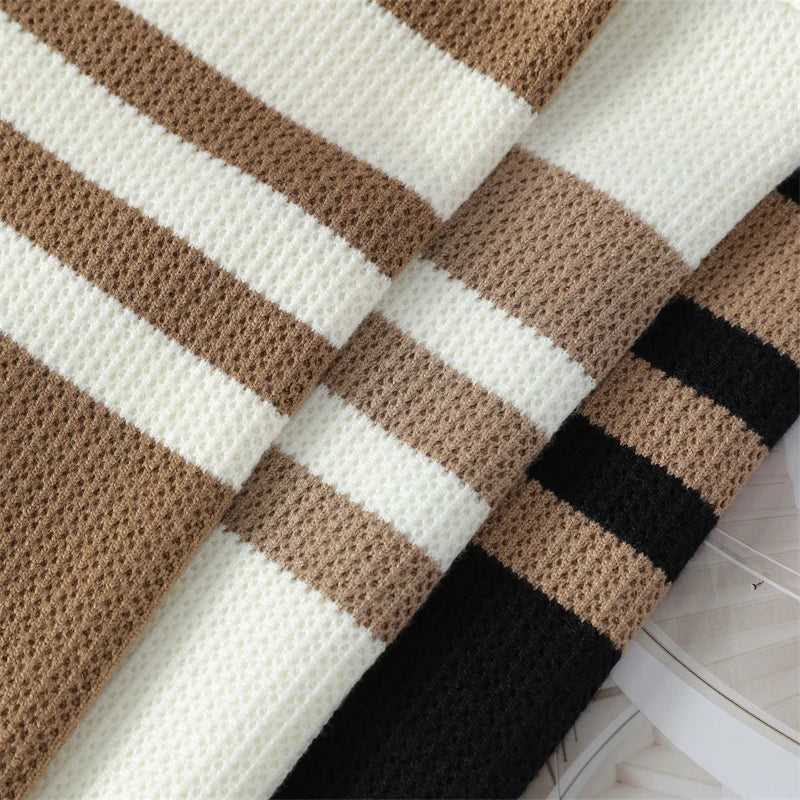 Men's Autumn/Winter Round Neck Fashion Versatile Sweater Knitwear with Fleece and Thickened Warm Sweater for Middle-aged