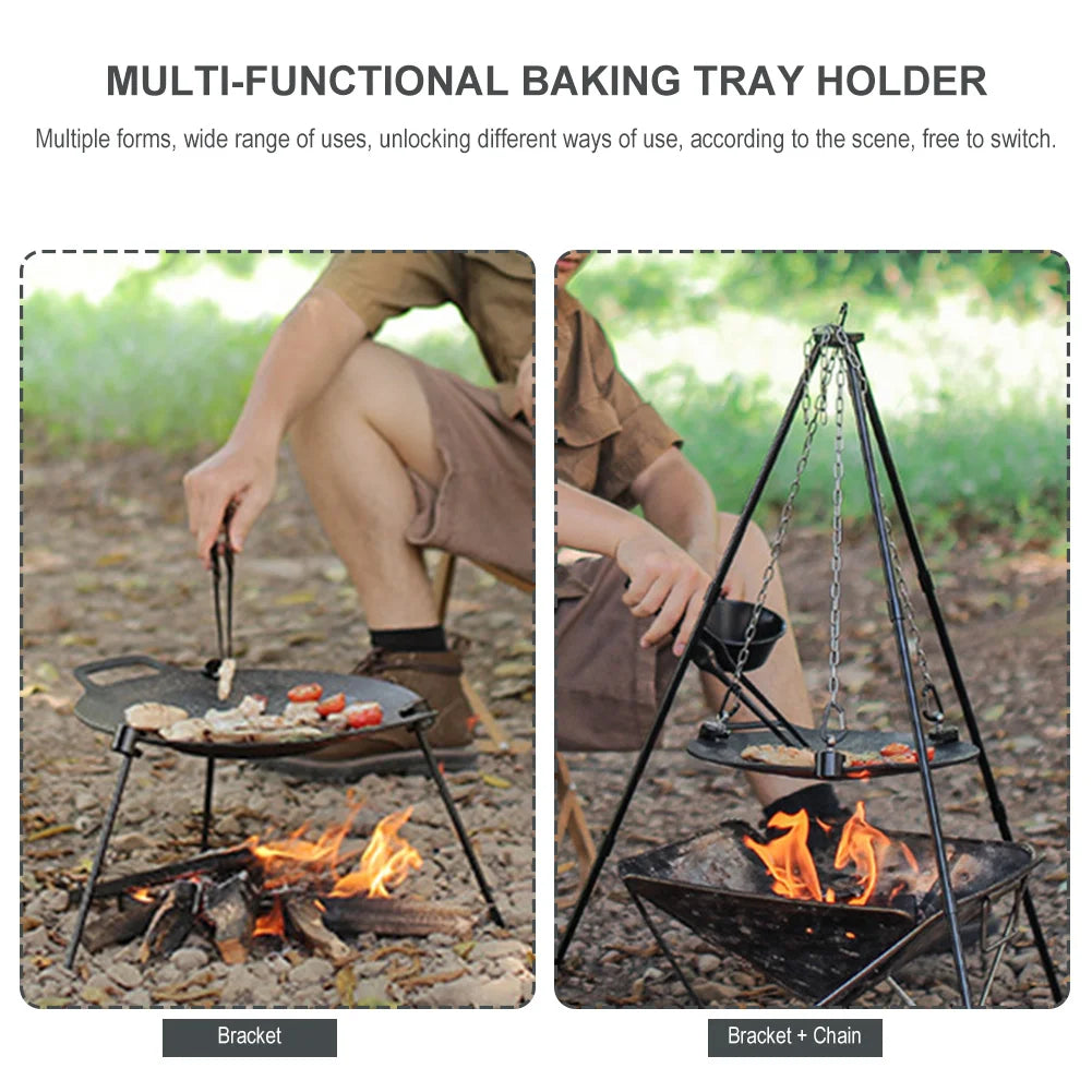 Grill Pan Korean Round Non-Stick Barbecue Plate Outdoor Travel Camping Frying Pan Home Griddle Barbecue Accessories