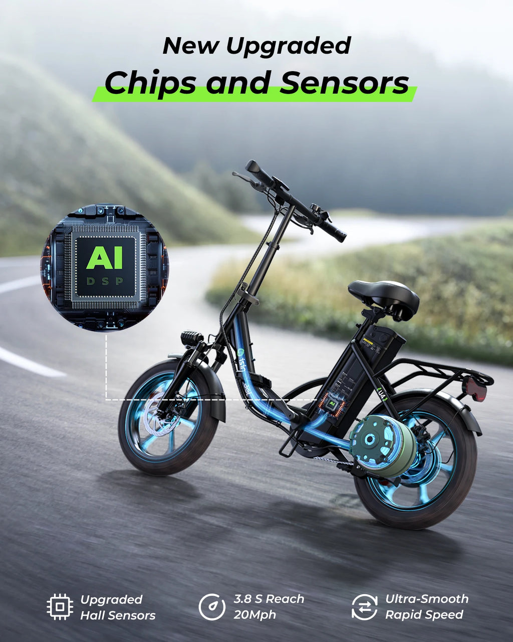 isinwheel U4 Electric Bike 750W 36V 10.4Ah 36V 10.4Ah Battery 19 mph Top Speed Adult Electric Bicycles, 16" Commute Ebike