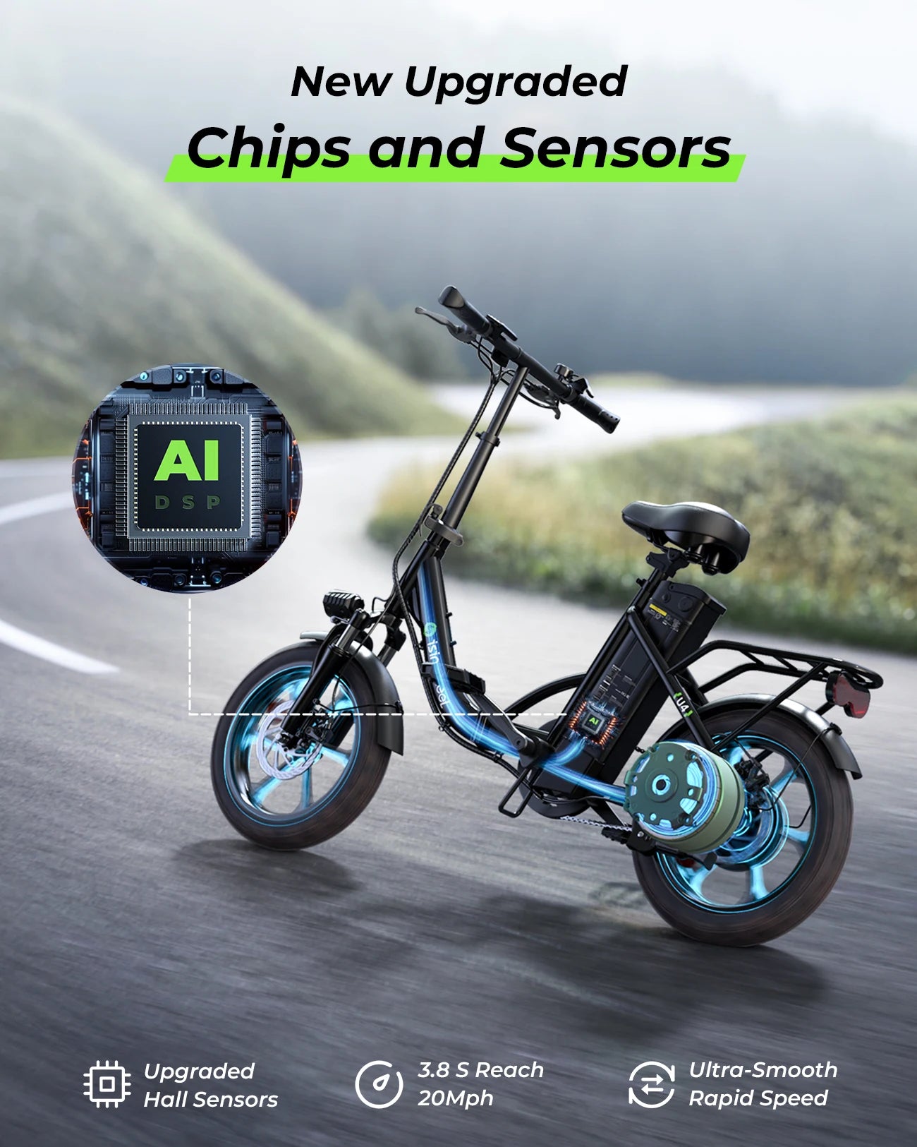 isinwheel U4 Electric Bike 750W 36V 10.4Ah 36V 10.4Ah Battery 19 mph Top Speed Adult Electric Bicycles, 16" Commute Ebike