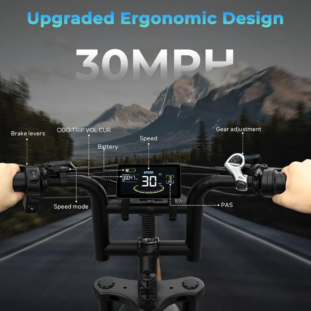 V20/V29 Series Electric Bike for Adults, 1500W/2000W Motor (Peak), 30MPH/32MPH Electric Dirt Ebike,20'' Fat Tire, Customized