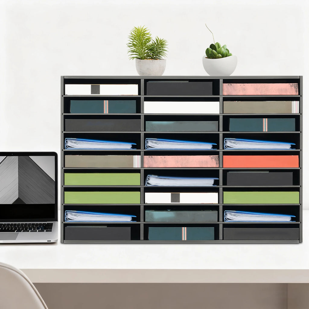 27 Compartment Pvc Document Storage Cabinet, Pvc Document Organizer, Desktop Paper Sorter for Home, School, And Office Use