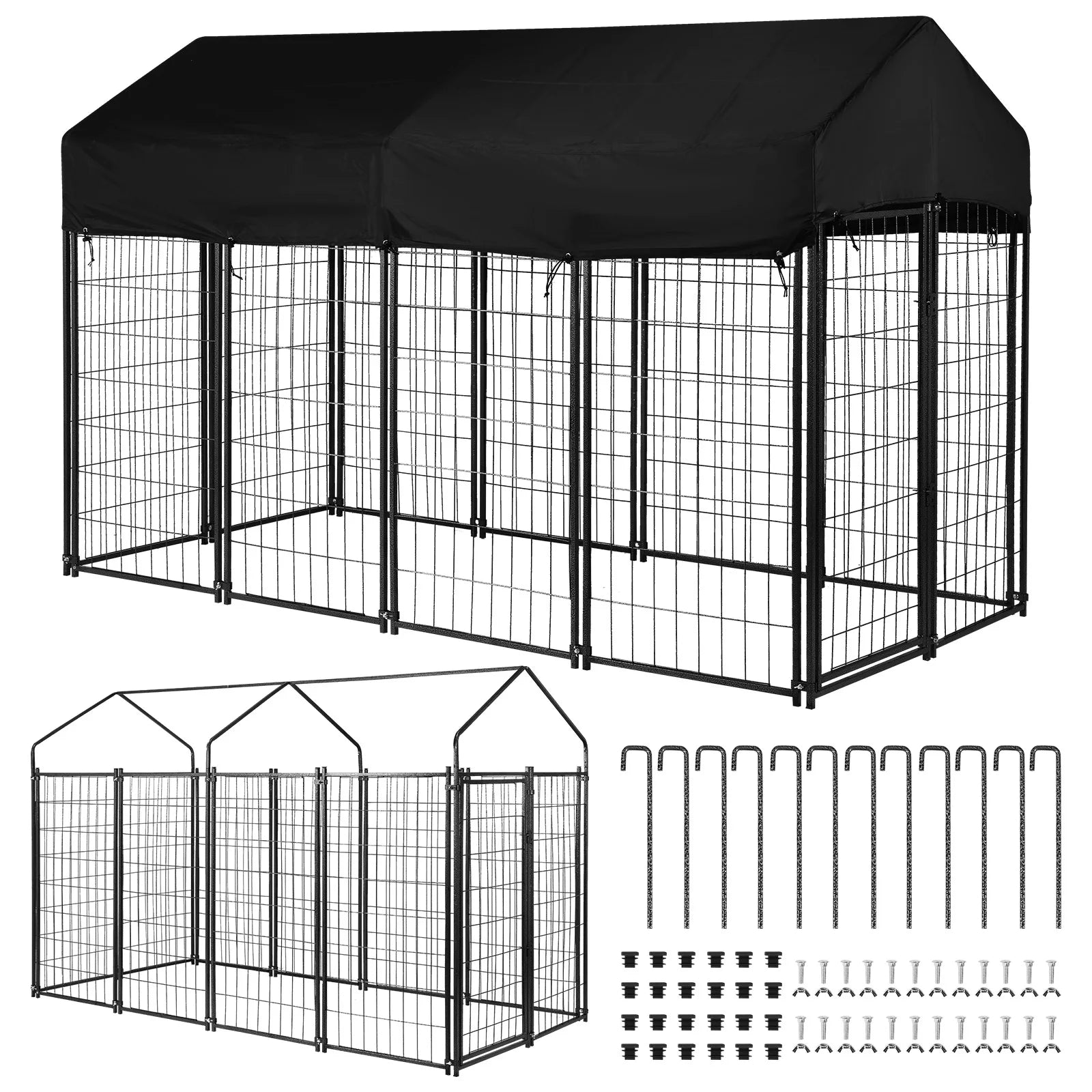 Outdoor Secure Wire Crate Kennel Anti-Rust Heavy Duty Welded Wire Steel Dog Playpen Fence Steel Material for Small/Medium Dogs