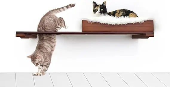 Modern Bamboo Cat Bed - Warm Plush Pet Nest Bed - Modular Design for Indoor Cats - Comfortable Sleeping Solution