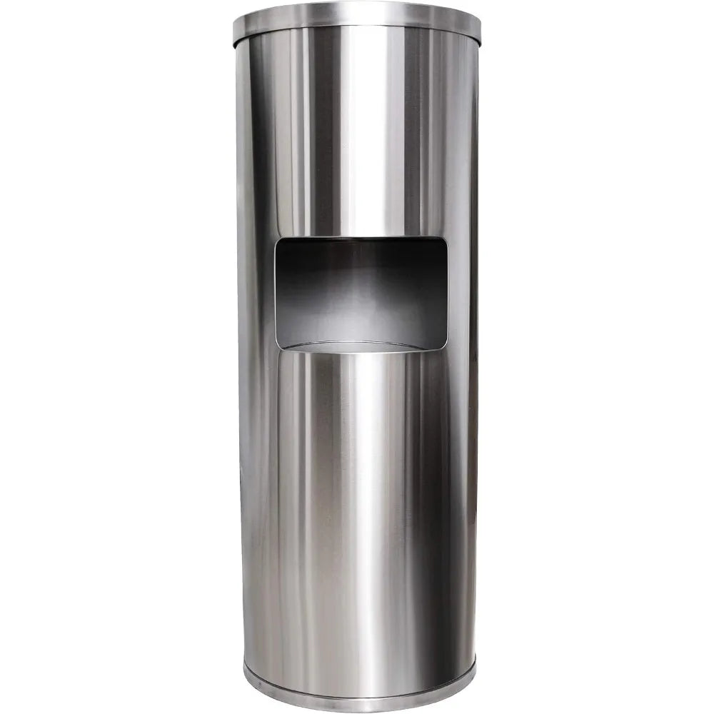 Stainless Steel Floor Stand Wipe Dispenser with Built-in Trash Can: Fits Sanitizing and Disinfecting Wipe Refill Rolls - Perfect