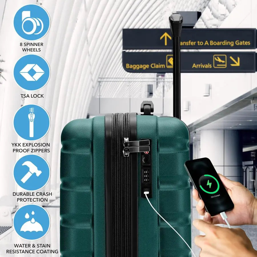 Expandable Carry On Suitcase Hardside TSA Lock amp USB C Port Lightweight Luggage Silent Double Spinner Wheels Maximum Canada Ai