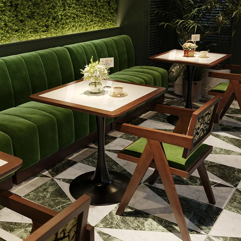 Retro Western Restaurant Bar Commercial Dining Table and Chair Combination Restaurant Solid Wood Table Chair Commercial
