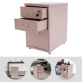 3 Tiers Rectangular Steel Vertical File Cabinet,Pink/White/Black Metal Mobile File Cabinet with Lock for Office,Study