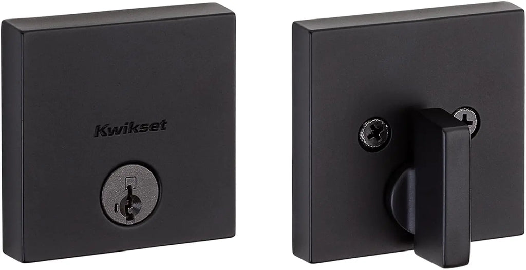 Matte Black Square Exterior Keyed Deadbolt Lock, SmartKey Rekey Security with Microban Protection