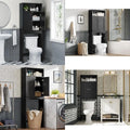 Black Over Toilet Storage Cabinet with Adjustable Shelf and Double Doors for Bathroom Organization