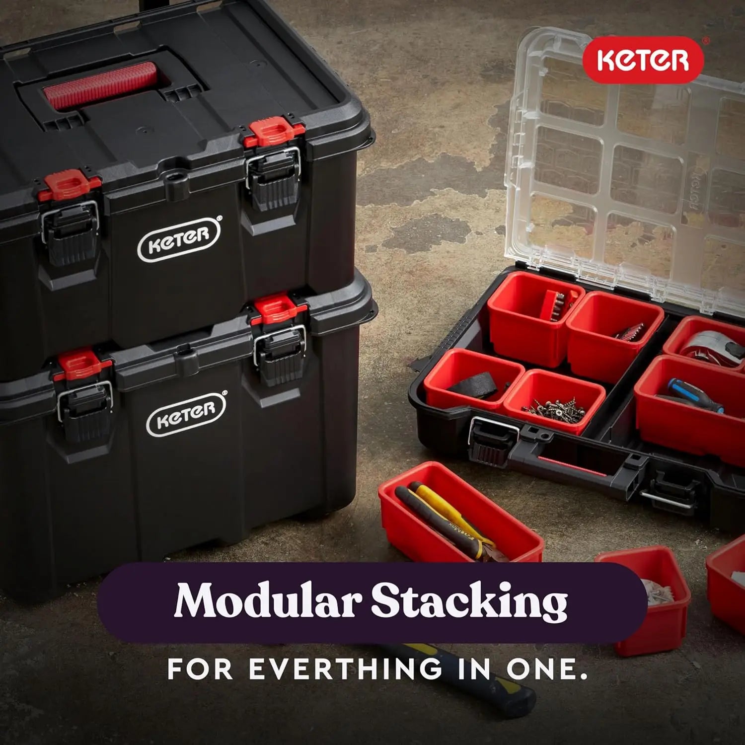 Modular Rolling Tool Organizer System with Cart, Box & Parts Tray for Garage Storage DIY Projects