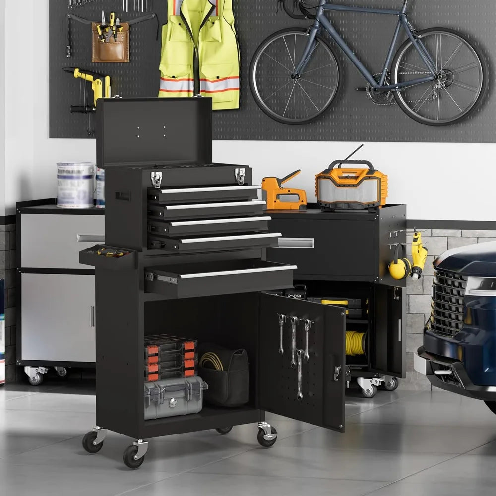 Rolling Tool Chest, 5-Drawer Tool Box with Wheels, Metal Tool Storage Cabinet with Locking Mechanism, Smooth, Customized