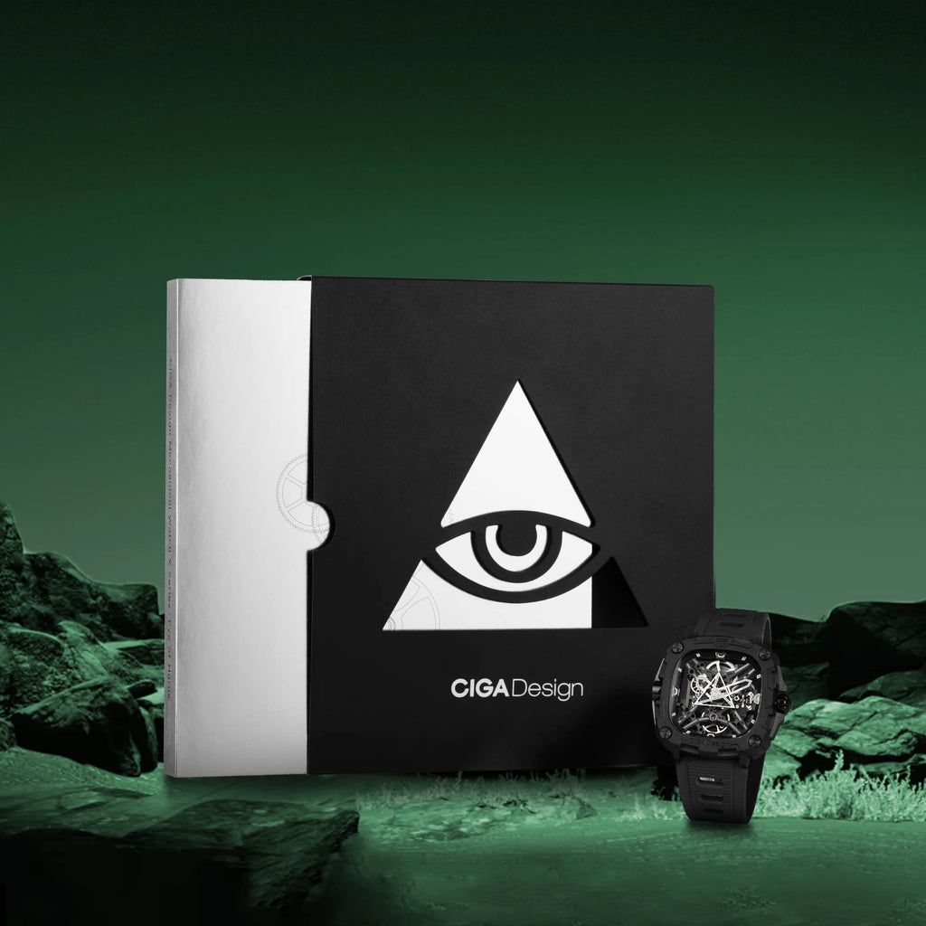 CIGA Design Skeleton Watches Luminous Automatic Movement 2024 Series X Eye Of Horus Fashion Male Black Mechanical Wrist Watch