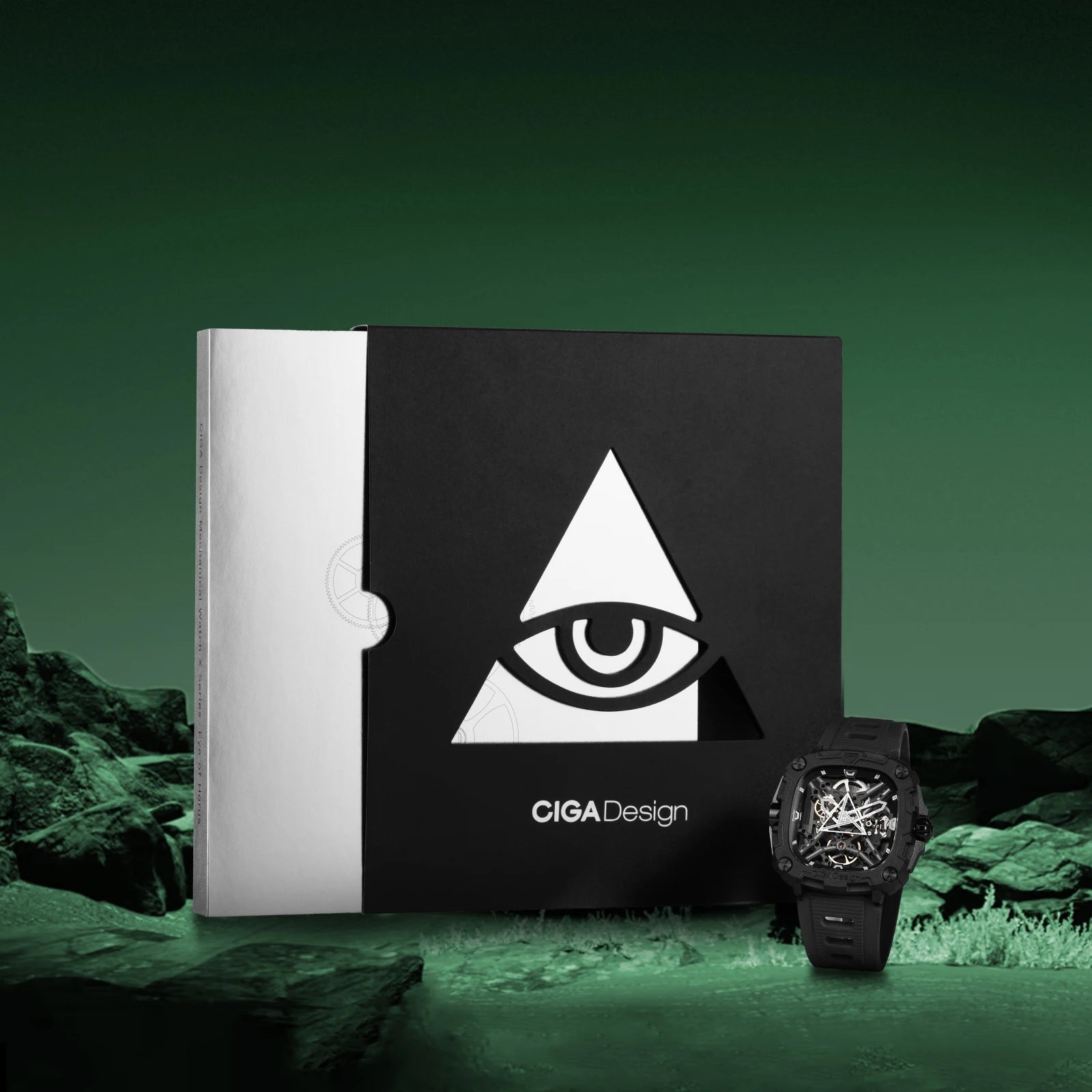 CIGA Design Skeleton Watches Luminous Automatic Movement 2024 Series X Eye Of Horus Fashion Male Black Mechanical Wrist Watch