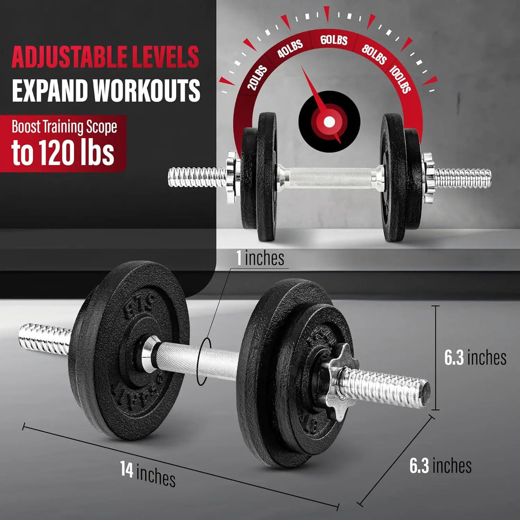 Adjustable Dumbbell Set with Weight Plates, Star Lock Collars & Connector Bar for Home Gym Workouts